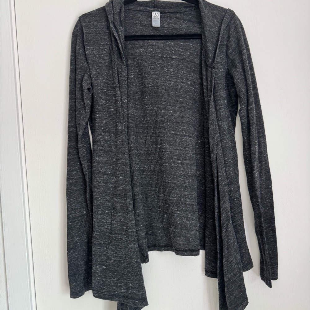 Alternative Dark Gray Open-Front Hooded Cardigan